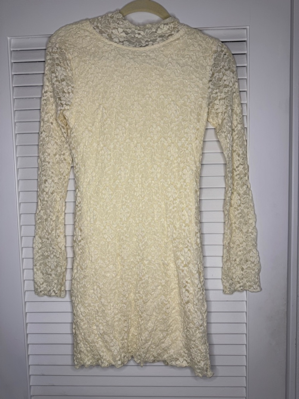 Promesa Cream Lace Long Sleeve Mini Dress